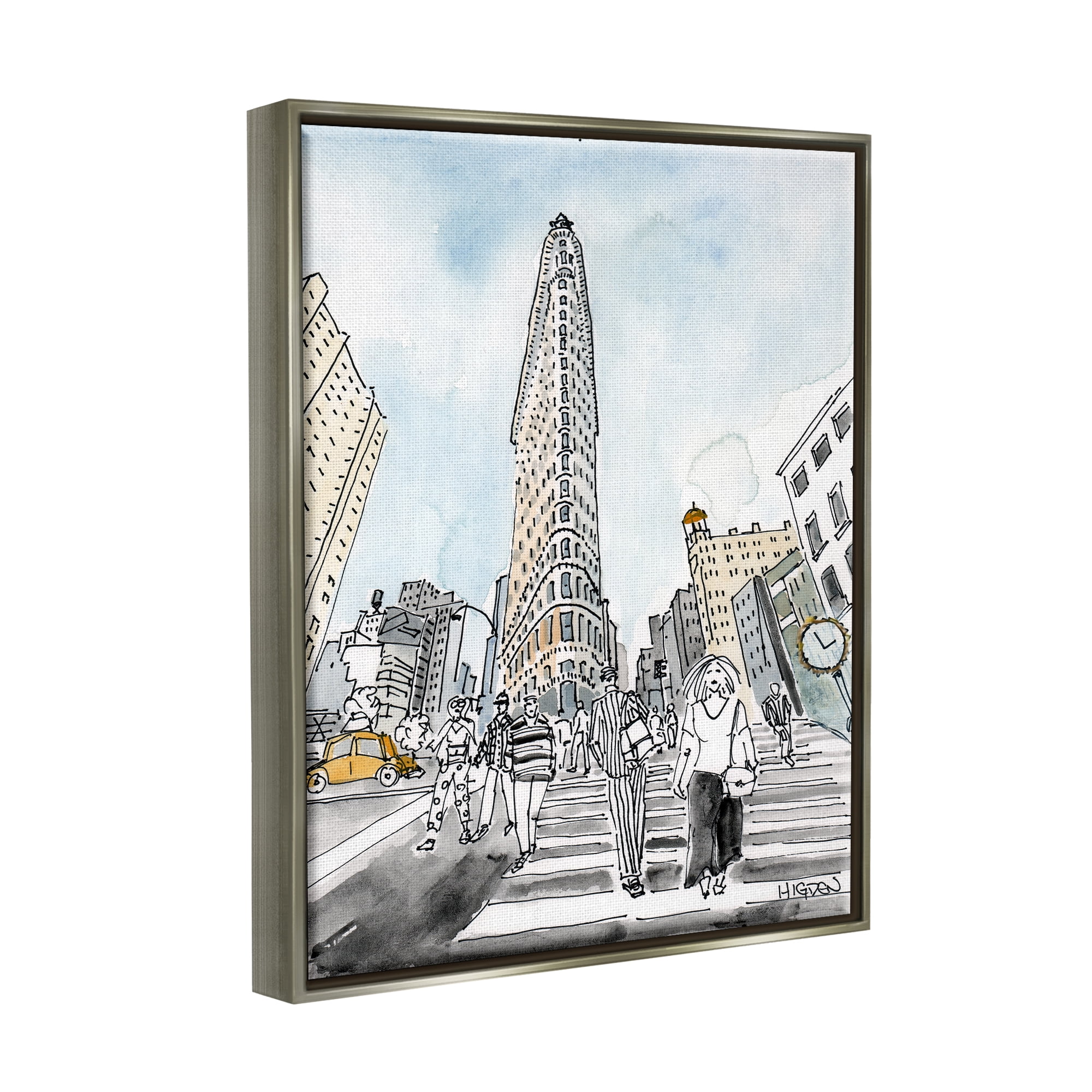 Stupell Industries Urban City Streets Crosswalk Town & City Painting Gray Floater Framed Art Print Wall Art