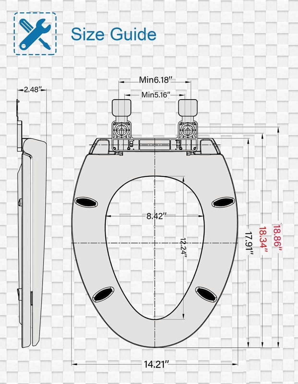 Auktopt Elongated Toilet Seat, Slow Close, Durable PP, Easy Clean Hinge, Universal Fit, White