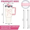 thumbnail image 2 of Pink Bow Tumbler with Lid Straw 40 Oz Watercolor Bowknot Stainless Steel Cup with Handle Coquette Travel Coffee Tumbler for Home Office Party Classroom, 2 of 6