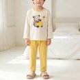 thumbnail image 5 of Spazoro Toddler Kids Girls 2PC 100% Cotton Ouifit Sets, Long Sleeve Bear Print Soft & Comfy Fall Winter Casual Shirts and Pants for Loungewear Yellow Size 6-7, 5 of 7