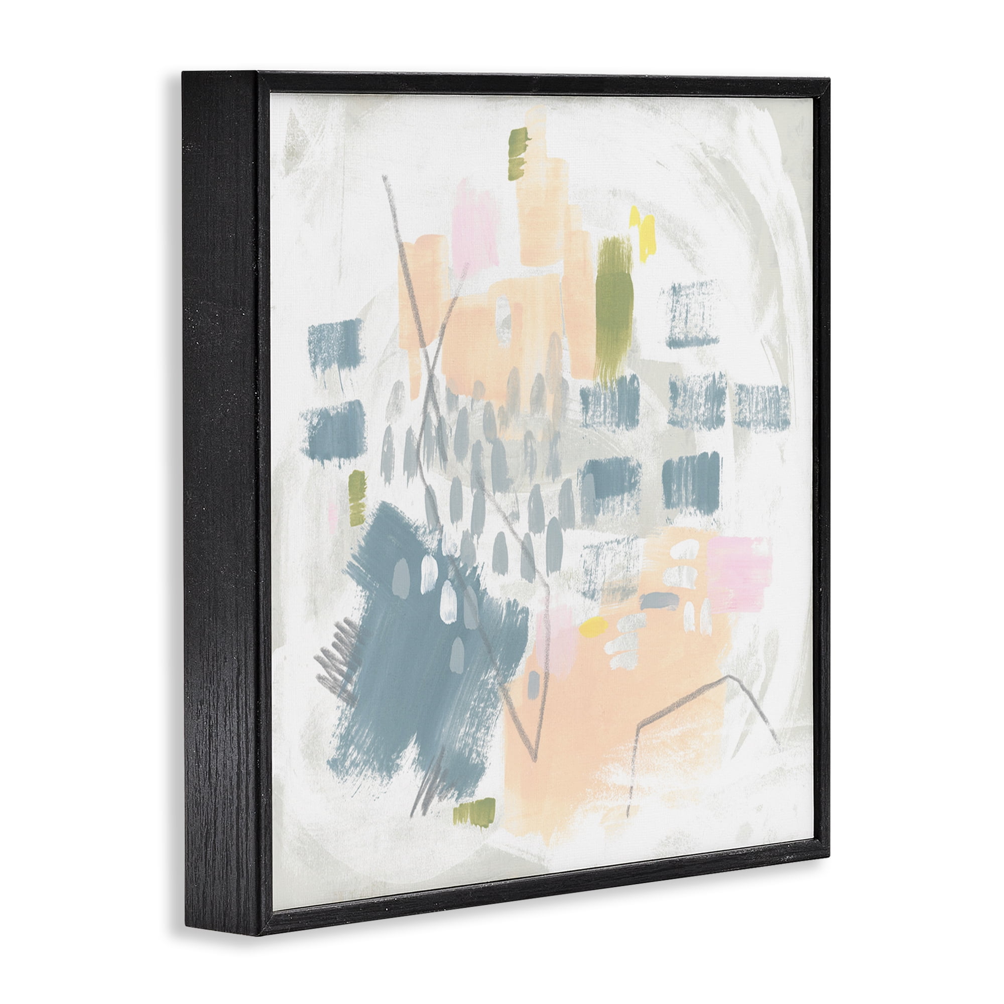 Stupell Industries Centric Pastel Pattern Abstract Painting Black Framed Art Print Wall Art, 24 x 24