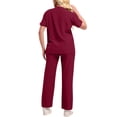thumbnail image 5 of Zormilly Scrubs for Women, Short Sleeve V Neck Elastic Waist Pants Set with Pockets, Solid Color Straight Leg Pants, S-2XL, 5 of 5