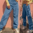 thumbnail image 2 of IROINNID Relaxed Pants For Women Comfort Waist Fashion High Waist Loose Pocket Blue Pants Solid Color Jean, 2 of 9