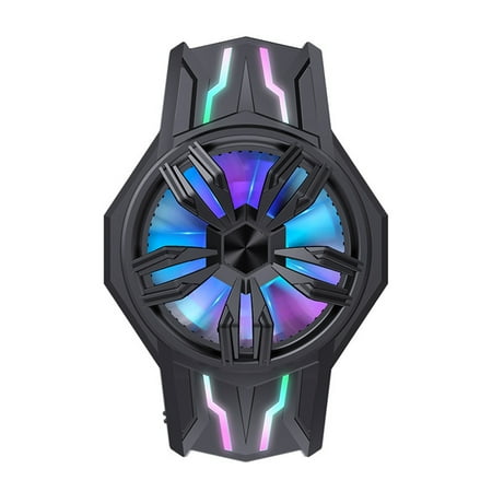 

-3030 Semiconductor Cell Phone Cooler RGB Mobile Phone Radiator Mini Smartphone Cooling Fan Low Noise for Game Movie Live Streaming Vlog Support 68-93mm Wide Phones