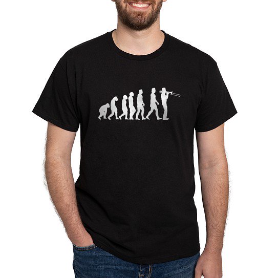 CafePress - Evolution Trombone Dark T Shirt - Men's Classic Cotton T-Shirts