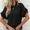 thumbnail image 7 of Timegard Womens Tops Crewneck Ruffle Short Sleeve Eyelet Comfy Tee Shirts Casual Top Summer Fashion, 7 of 7