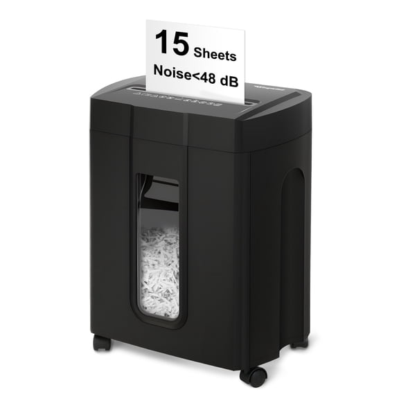 Wingwise Paper Shredder, 15 Sheets P4 Cross Cut Shredder, 4.7 Gallon Bin, CD/Credit Card Shredder, Home & Office Use