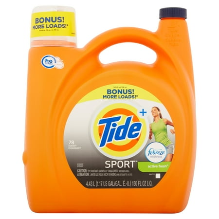 Tide + Sport Active Fresh Detergent, 78 loads, 150 fl oz liq