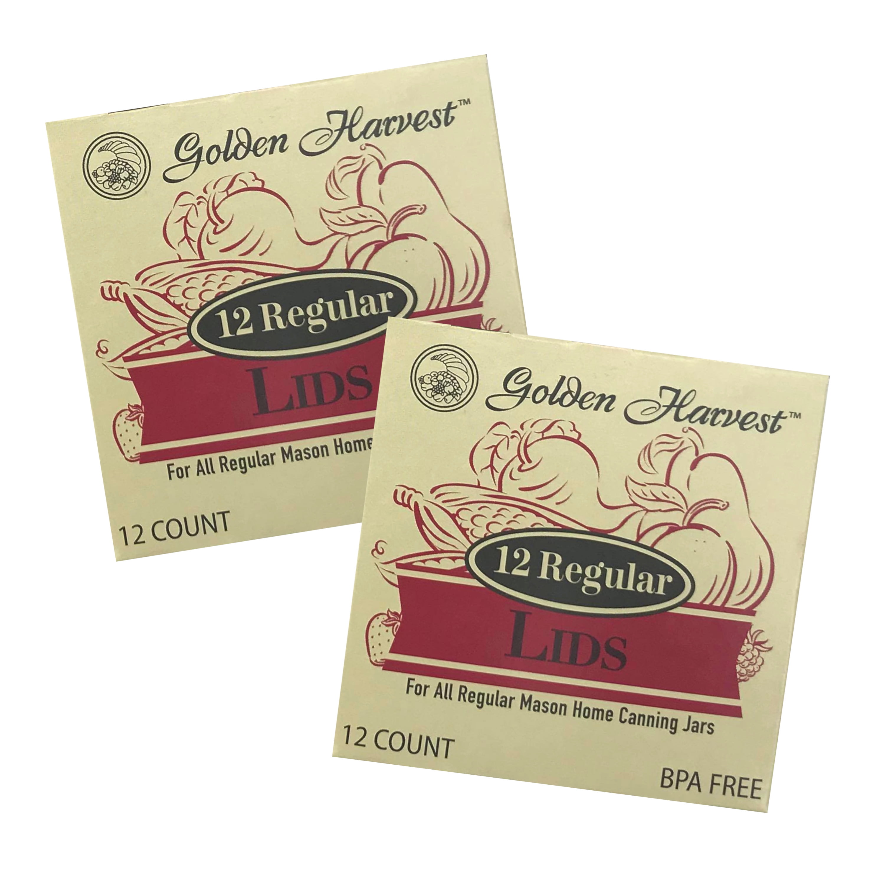 Golden Harvest Regular Mouth Canning Lids, 12 Count, 2Pack (24 Lids