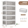 thumbnail image 2 of BROVIEW 600QT Large Stackable Storage Bins with Lids and Wheels, Plastic Closet Organizer and Storage Drawer, Collapsible Storage Cabinet with Doors for Home Kitchen, 5Pack White, 2 of 10