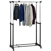 MyGift Expandable Rolling Double-Rail Garment Storage Rack, Black