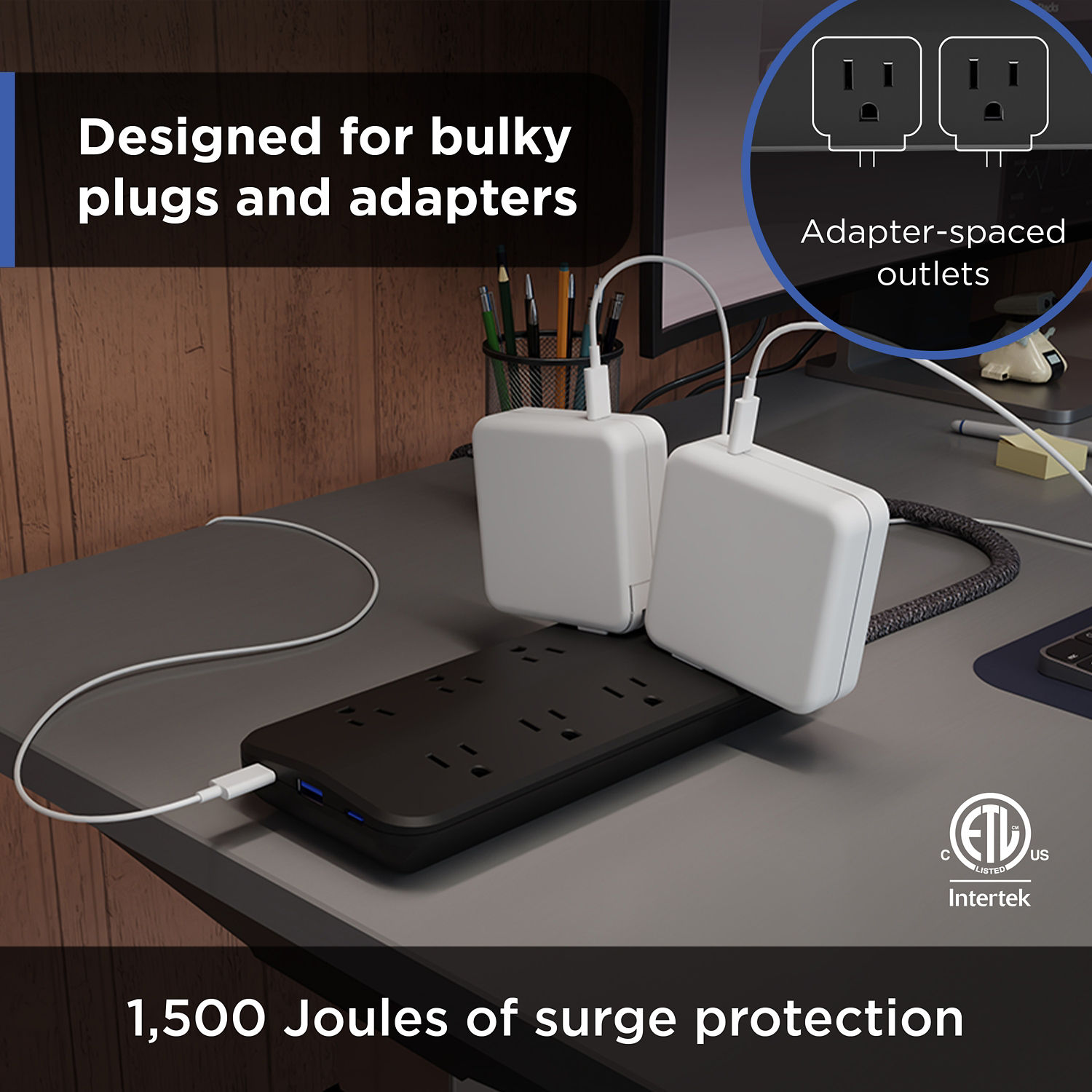 GE 8-Outlet Surge Protector with USB-C and USB-A Ports photo 4