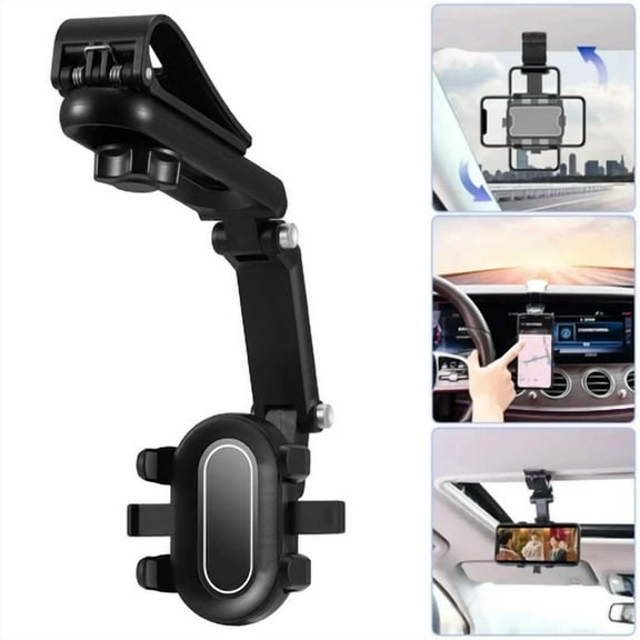 Universal 1080° Car Cell Phone Holder Rotatable & Retractable Sun Visor Mount Us