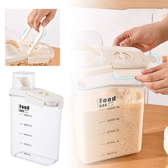 Contenedor hermético para almacenar arroz, recipiente hermético para almacenar alimentos secos, recipiente hermético para cocina, caja transparente para almacenar alimentos para avena, cereales,