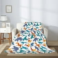 thumbnail image 2 of Sikiie Block Dinosaur Cozy Flannel Fleece Throw Blanket: Lightweight & Thick for All Seasons - Perfect for Women, Men, & Kids"80"x60", 2 of 6