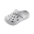 thumbnail image 3 of Kids Waves Pattern Clogs, Toddler Boys Girls Water Shoes, Breathable Lightweight EVA Garden Sandals with Adjustable Strap for Beach Pool Shower, Quick-Dry Outdoor Slippers Grey 13-14.5 Years, 3 of 8