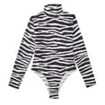 thumbnail image 3 of joogoo Art Zebras Print Women's Mock Turtle Neck Long Sleeve Bodysuit L, 3 of 8