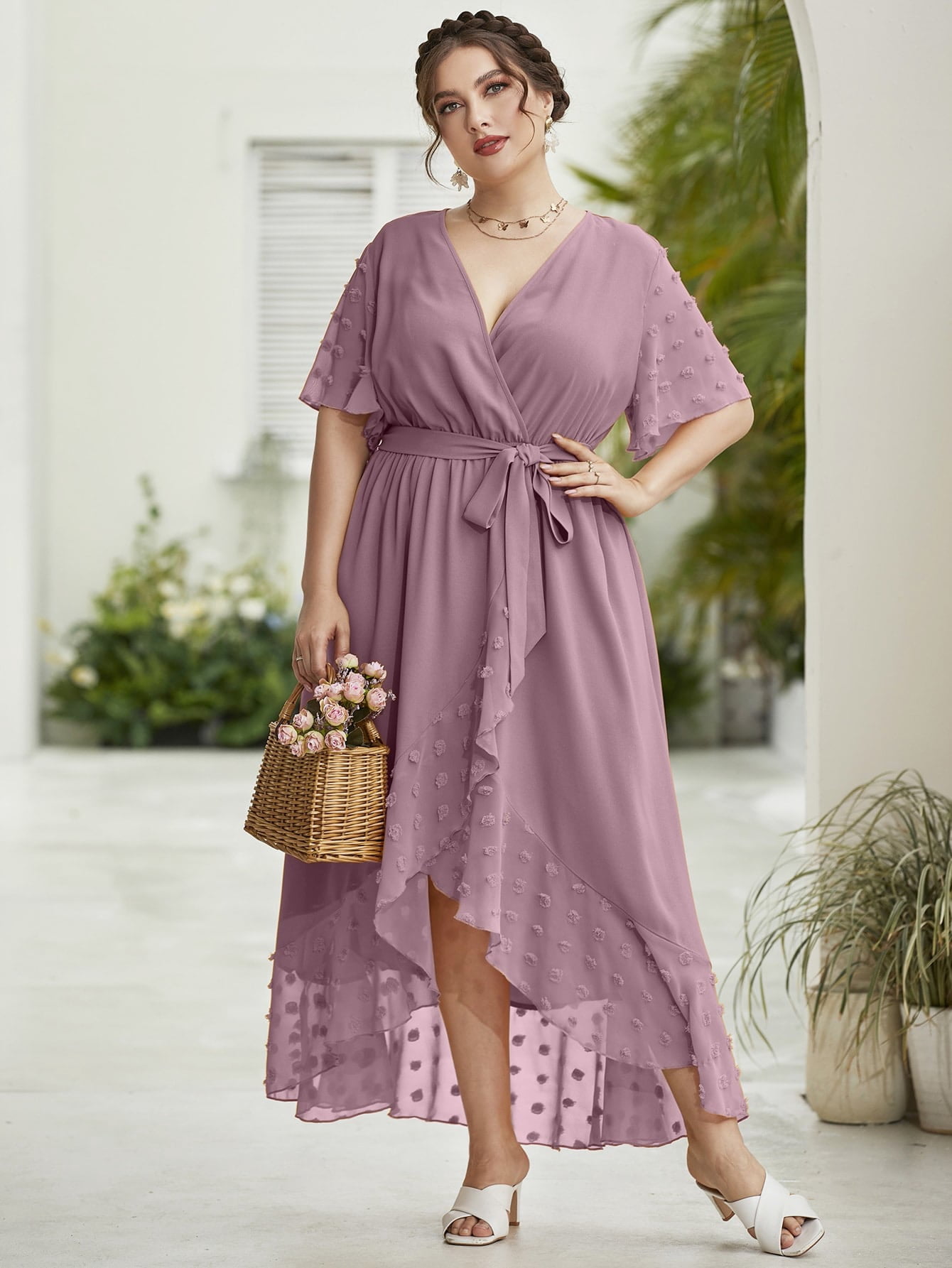 Dusty Pink Women's Plus Size Contrast 
