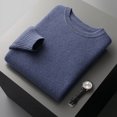 thumbnail image 4 of Suéter de cachemira de otoño e invierno para hombre, suéter grueso de color sólido con cuello redondo, artículos casuales sueltos, suéter de lana, 4 of 6