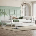 thumbnail image 2 of Queen Size Platform Bed with Storage Drawers, Metal Daybed Frame with Upgraded Safety Round-Pipe Design, Low Profile Design, White, 2 of 9