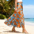 thumbnail image 4 of LWavelet Women Abstract Camo Print Maxi Skirt Elastic Waist With Pockets Casual Long Skirt Orange M, 4 of 5