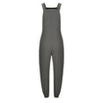 thumbnail image 4 of ABATAB Bib Overalls for Women Casual Adjustable Wide Strap Sleeveless Jumpsuits with Pockets Soft Summer Button Long Rompers Clothes(XX-Large,Gray), 4 of 5