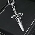 thumbnail image 2 of GKNET Silver Sword Pendant Necklace Men's Punk Rock Biker Delicate Jewelry Chain 24" Gift, 2 of 5