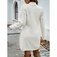 thumbnail image 4 of Women's Turtleneck Sweater Dress with Pearls Fall Winter Casual Long Sleeve Pullover Knit Midi Dress, 4 of 5