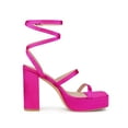 thumbnail image 3 of BLISSFUL STEP Women's Wrap Up Open Toe Platform Buckle Block High Heel Sandals, 3 of 7