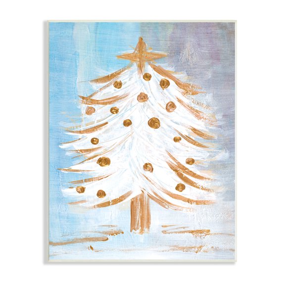 Stupell Industries Festive Christmas Tree Contemporary Winter Snow Forest Religious Painting Unframed Art Print Wall Art, 13 x 19