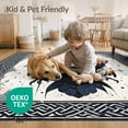 thumbnail image 4 of ODIKA 8'x10' Washable Area Rug Crow Gothic Raven Norse Knot Runic Border Mystical Skull Damask for Living Room, Under Sectional, Family , Durable, Non-Slip, 4 of 7