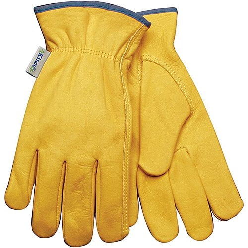 Kinco Driver Gloves 98W - Keystone Thumb, Easy-On Cuff, Cowhide Leather - Women's M, Gold — Professional & DIY Use, Standard Battery Platform