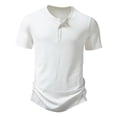 thumbnail image 2 of Yufatyle Men's Casual Henley Shirt Classic Button Short Sleeve T-Shirt Athletic Gym Active T Shirt, White-M, 2 of 9