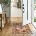 thumbnail image 2 of ODIKA 2'x3' Washable Accent Rug Orange Fall Vintage Boho Farmhouse Terracotta Floral Medallion with Distressed for Bedroom, Nursery, RV, Pet Friendly, Bedside Mat, 2 of 7