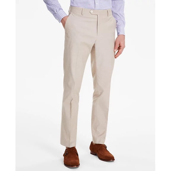 Tommy Hilfiger Mens Modern fit Dress Pants 30 / 32 Beige Solid Stretch