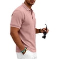 thumbnail image 6 of Hearthz S-5XL Mens Golf Polo Waffle Textured Short Sleeve Shirt for Men Big and Tall Solid Color Mens Golf Polo Shirts with Chest Pocket Pink S, 6 of 7
