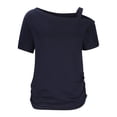 thumbnail image 5 of Buigttklop Womens Tops for Summer Sleeve Casual T-Shirt Top Short Sleeve Skew Collar Blouses, 5 of 6