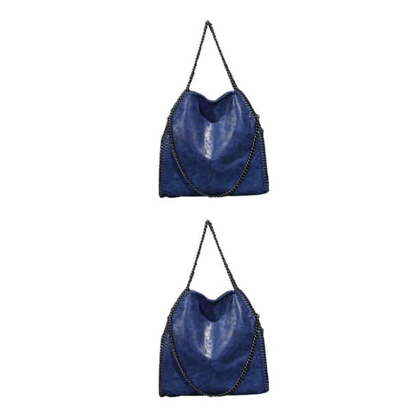 Bolso de hombro Qarigey con cadena de alta capacidad y de moda para mujer bolso de hombro con cadena bolsos de lujo azul 2piezas