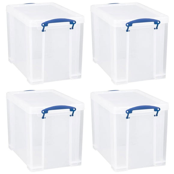 Really Useful Box 19L Storage Container w/ Lid & Clip Lock Handles (4 Pack)