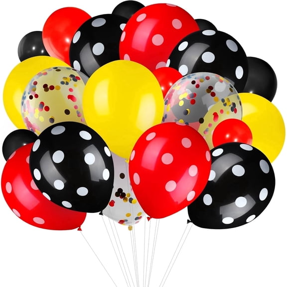 75 Pieces Color Balloons Confetti Polka Dot Balloons Latex Party Garland for Halloween Baby Shower Wedding Birthday Party Decorations Supplies(Red-Black-Yellow)