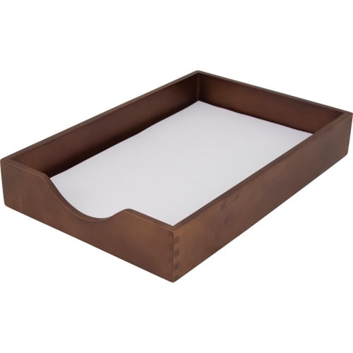 Carver Walnut Finish Solid Wood Desk Trays Desktop - Walnut - Oak - 1Each