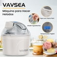 thumbnail image 4 of Maquina de Helados VAVSEA de 1400ML con Cuchara, Maquina para Helados con Pantalla Digital LCD y Temporizador, con Doble Aislamiento, Ideal para Helado, Yogur Helado y Bebidas, Color Blanco, 4 of 9