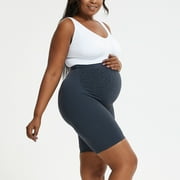 BRGZLK Maternity Shorts for Women Over The Belly Pregancy Biker Shorts Workout Active Running Short Pants with Pockets Gray M