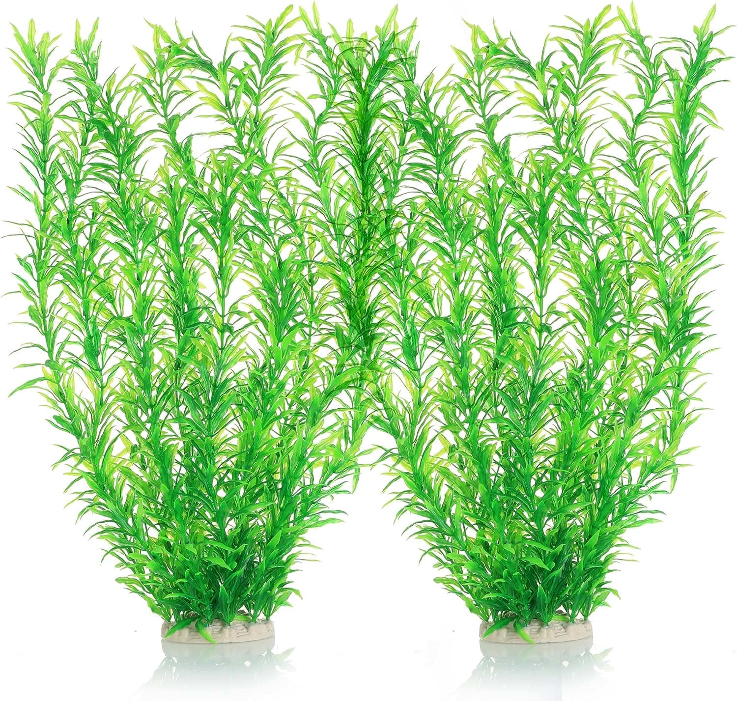 2 Pack Aquarium Decor Plastic Plants Extra Large 21 Inches Tall Fish Tank Decorations (Pink 4pcs)