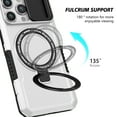 thumbnail image 6 of Phone Case for iPhone 15 Pro Max with Sliding Camera Cover, Hand Grip Anti Slip Design Kickstand Ring Holder Hybrid Magnetic Wireless Charging Phone Cover for Apple iPhone 15 Pro Max - White, 6 of 10