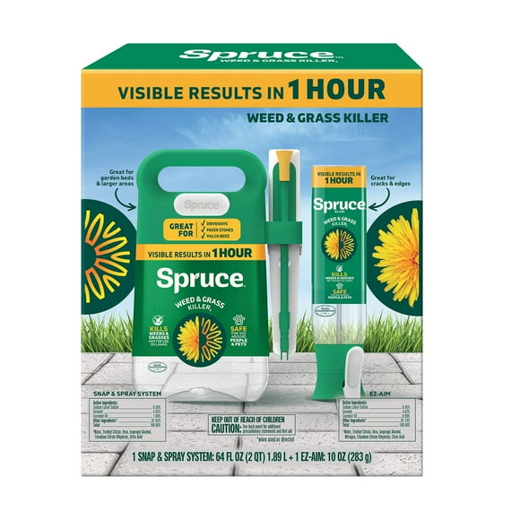 Spruce Snap & Spray Weed & Grass Killer Powered Starter Kit + EZ AIM, 74 oz