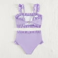 thumbnail image 5 of Coerni Girls Kids Crochet Swimsuit 2 Piece Ruffle Tankini Shorts Bathing Suit Beach Swimwear Girls Quick Dry Summer Bikini Sets, 5 of 8