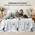thumbnail image 3 of Flymme Queen Size Sheets Set White,4 Piece Soft Breathable Microfiber Bed Sheet Set, Moon & Star Pattern Bedding Deep Pocket Non-Slip Fitted Sheet Included for All Season, 3 of 8