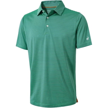 Mens Golf Shirt Moisture Wicking Dry Fit Performance Sport Short Sleeve Striped Polo Shirts for Men