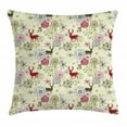 thumbnail image 1 of Winter Throw Pillow Cushion Cover, Deer Silhouettes with Blossoming Flowers Abstract Christmas Nature, Decorative Square Accent Pillow Case, 24 X 24 Inches, Pale Green Olive Green Ruby, by Ambesonne, 1 of 2
